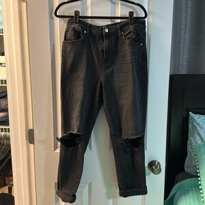 High-rise ripped jeans